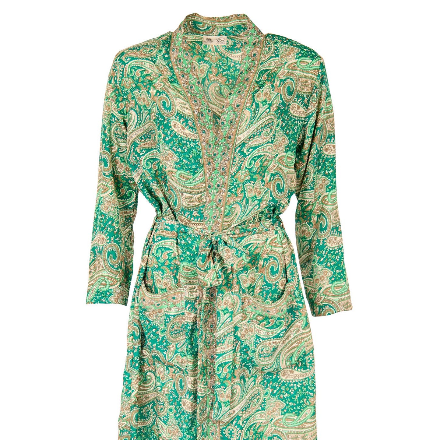 Green Floral Paisley Dressing Gown - Sari Material