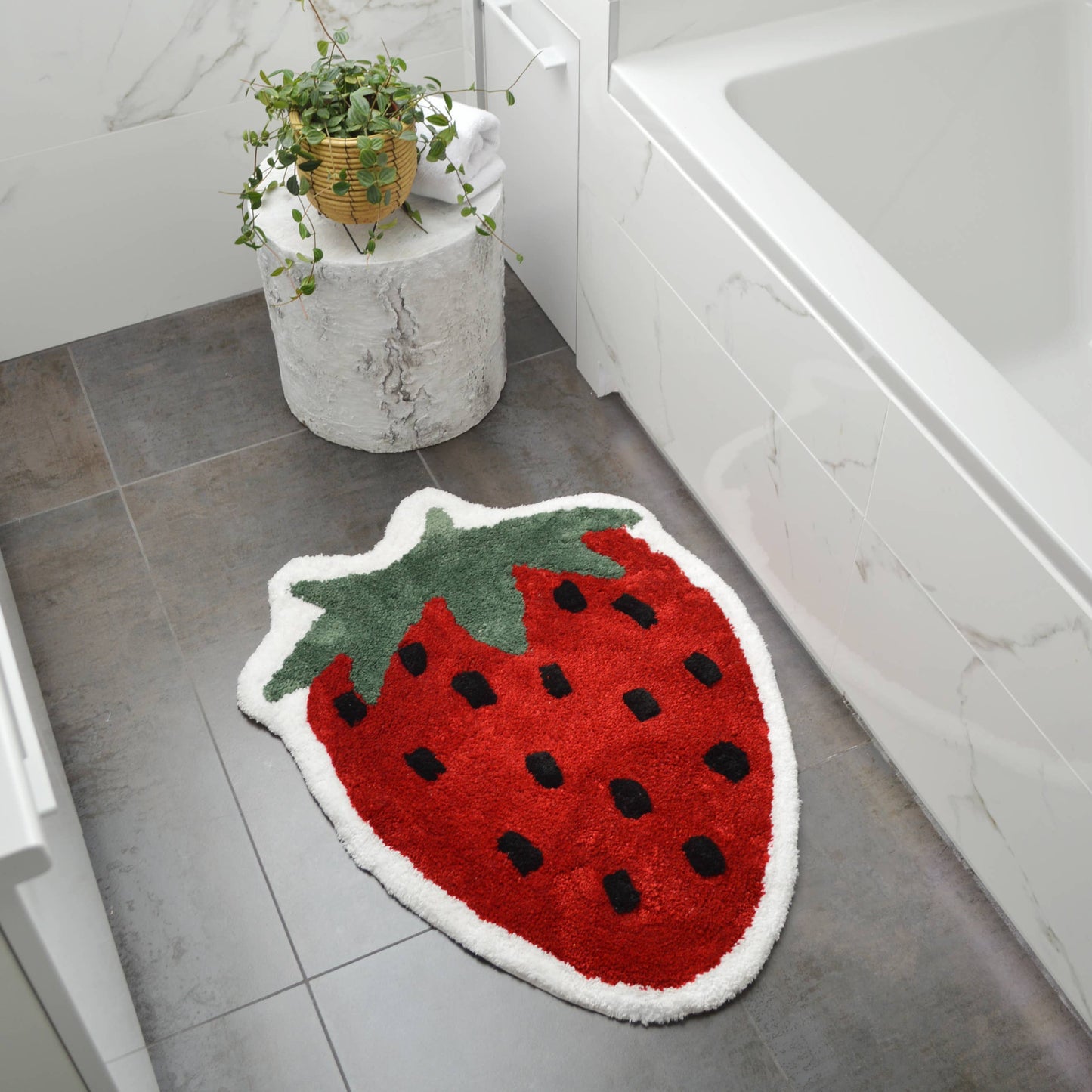 Strawberry Bath Mat Non Slip - Soft, Large Bathroom Rug