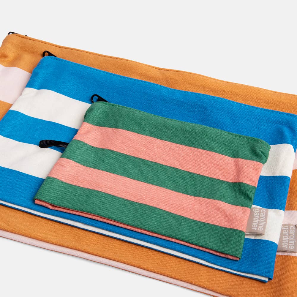 Multi Stripe Set of 3 Travel Pouches