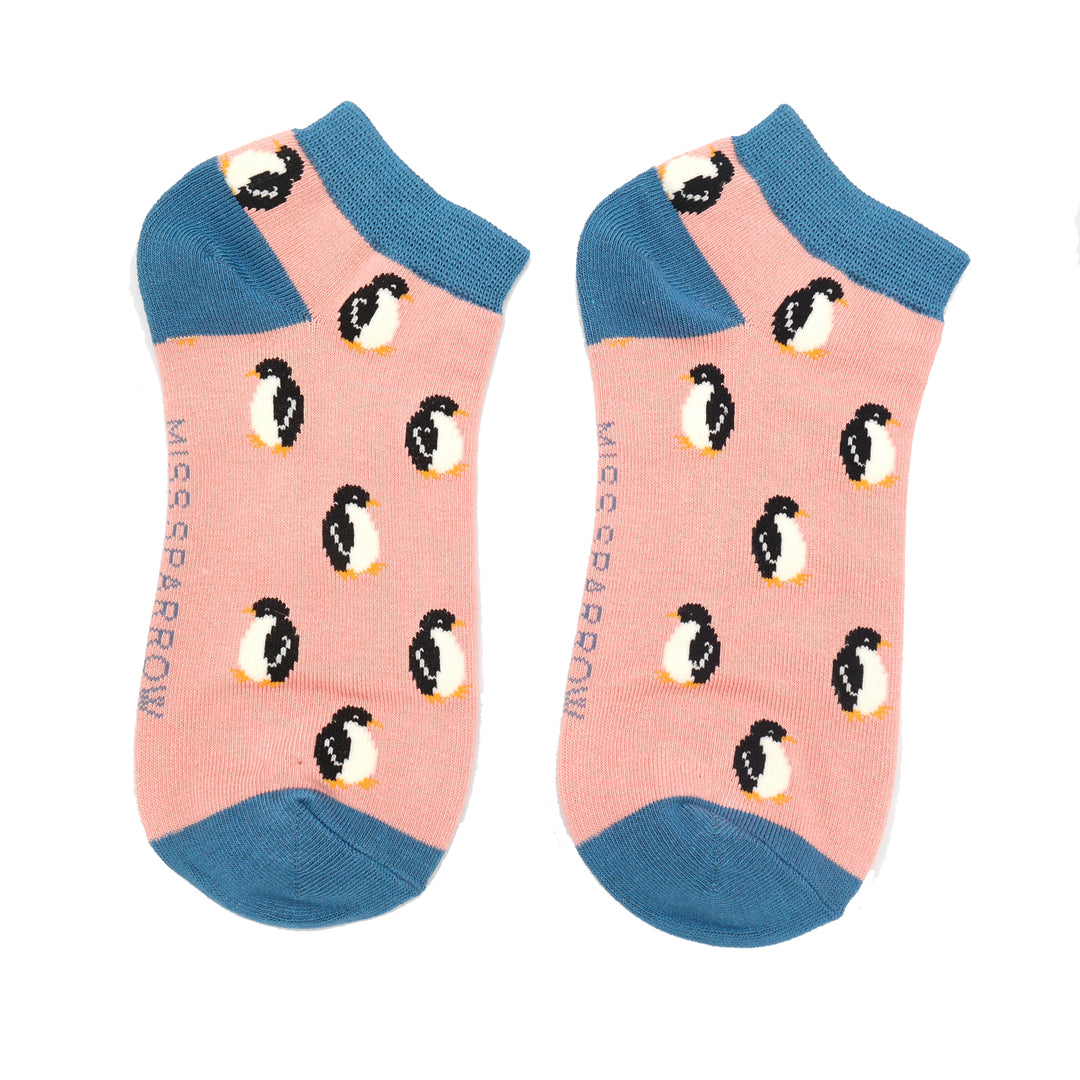 Little Penguins Dusky Pink Bamboo Socks