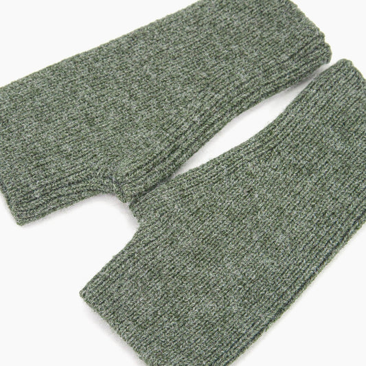 Khaki fingerless mitten gloves