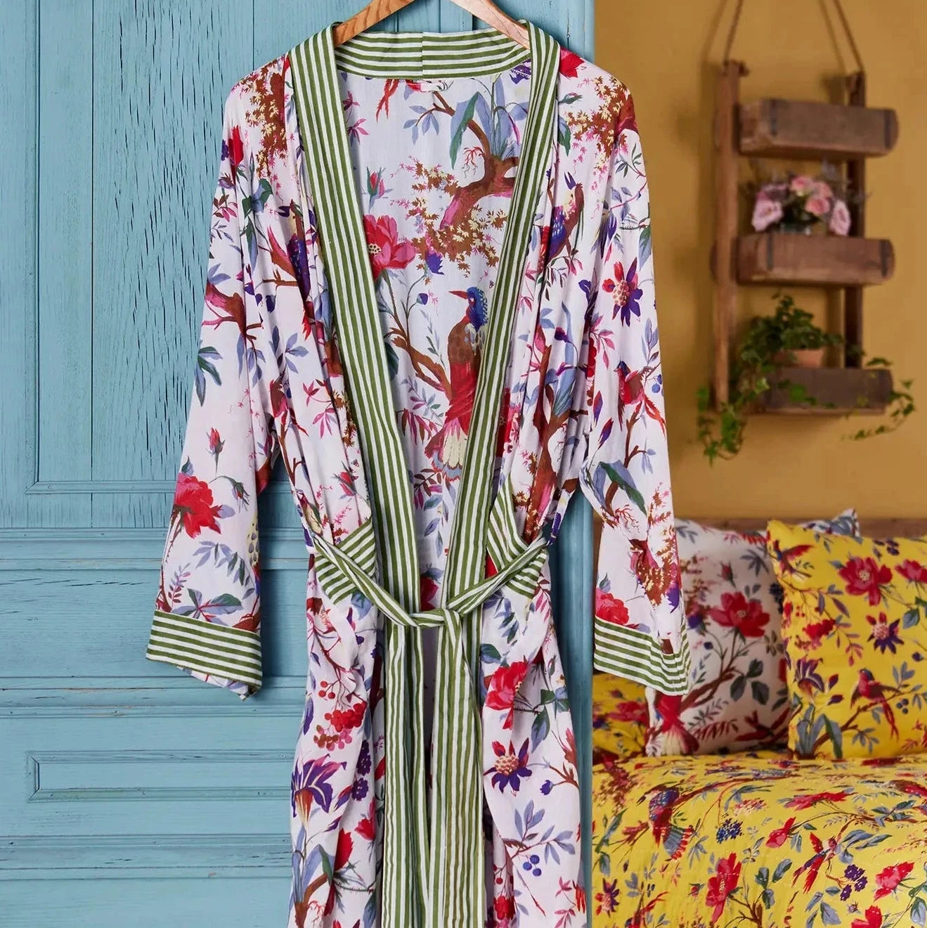 Birds of Paradise Dressing Gown - 100% Cotton
