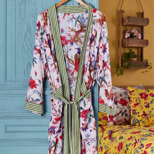 Birds of Paradise Dressing Gown - 100% Cotton