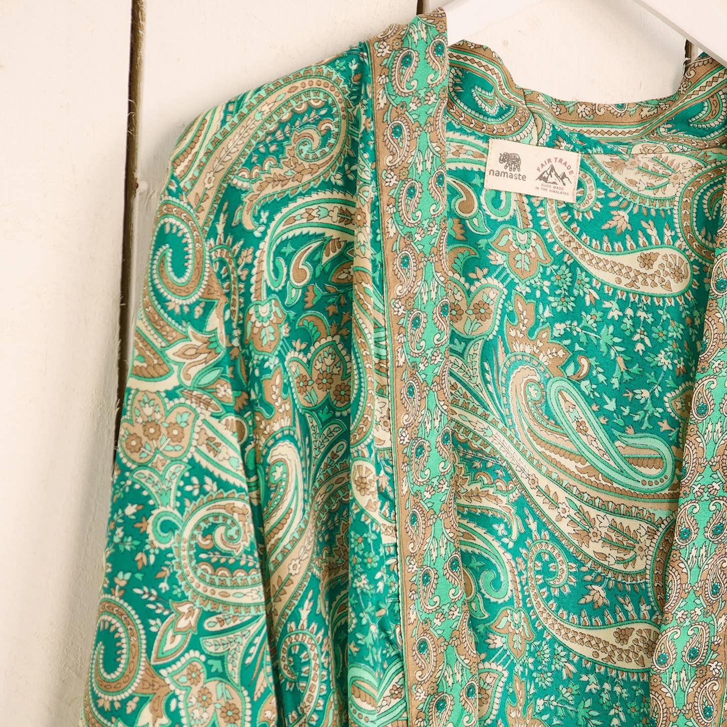 Green Floral Paisley Dressing Gown - Sari Material