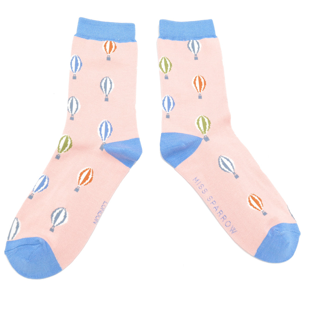 Hot Air Balloons Dusky Pink Bamboo Socks