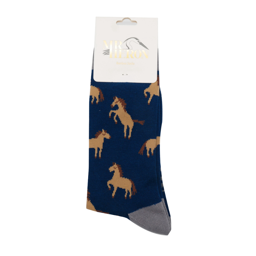 Wild Horses Navy Bamboo Socks