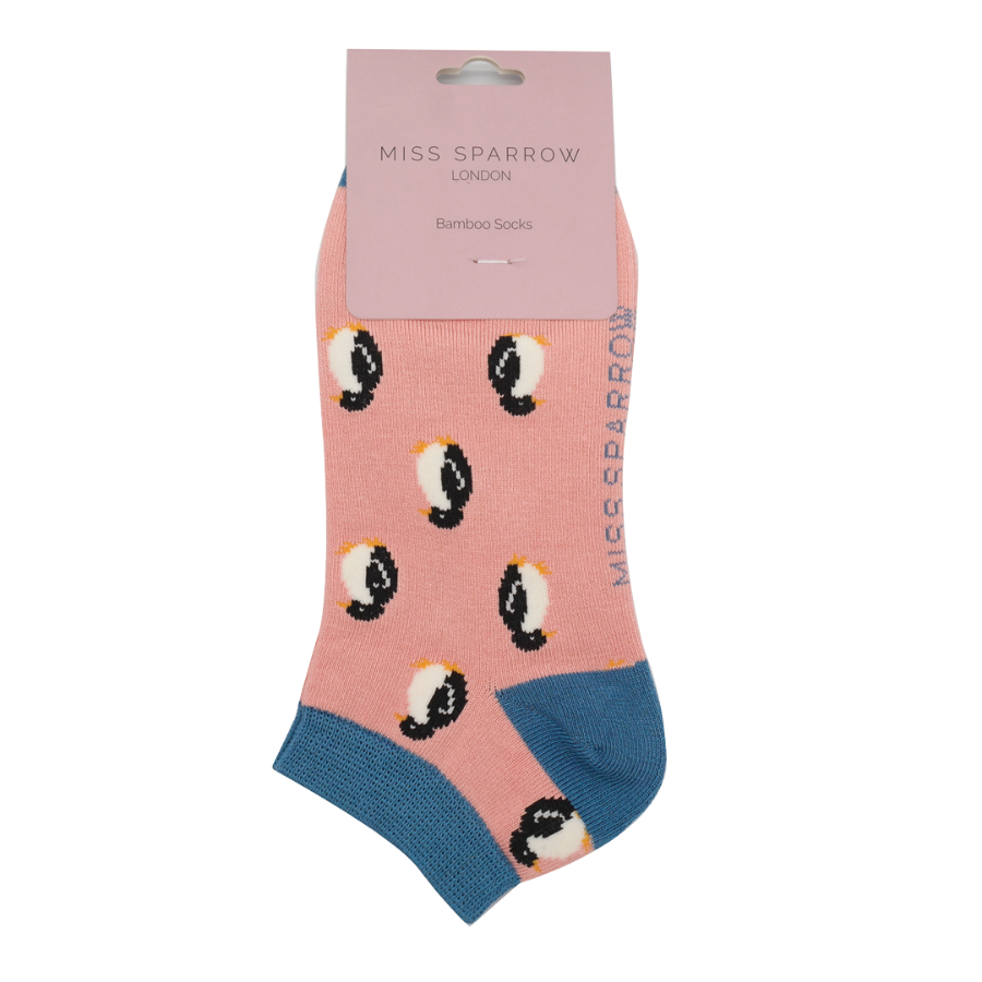 Little Penguins Dusky Pink Bamboo Socks