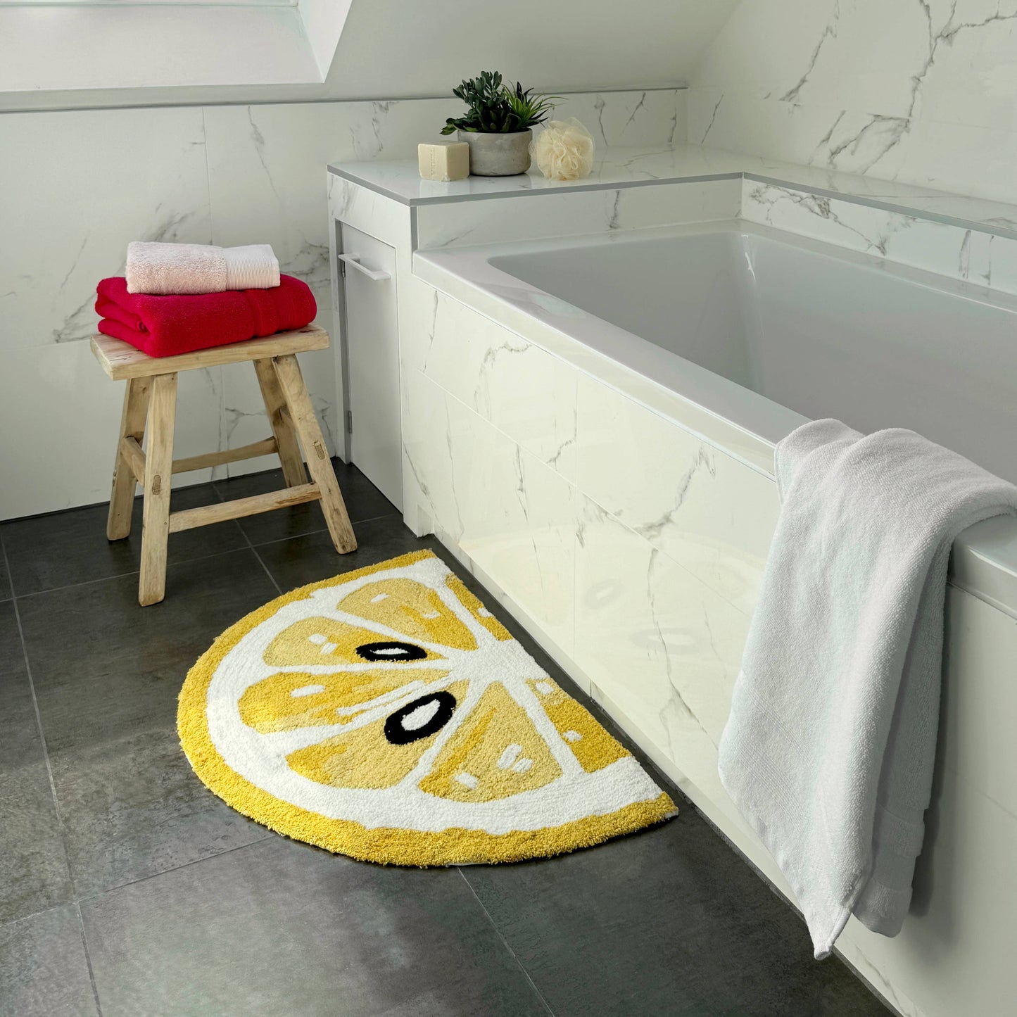 Lemon Bath Mat Non Slip - Fun, Colourful Rug