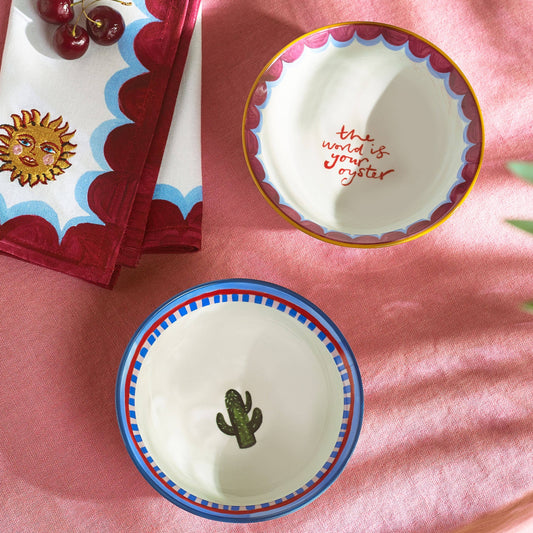 Eleanor Bowmer Set of 2 Cactus & Oyster Nibble Bowls