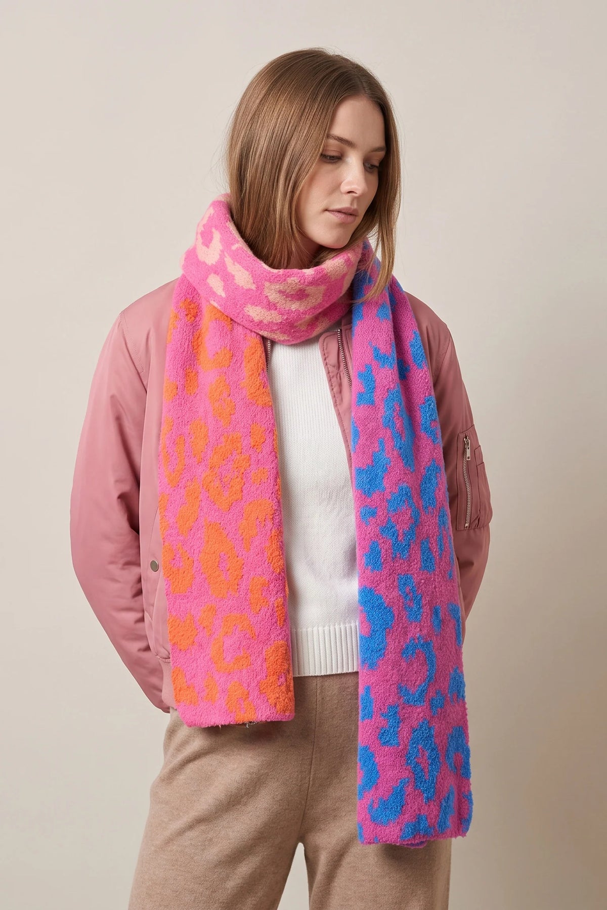 Kyra Pink Leopard Heavyweight Scarf