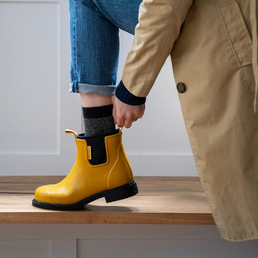 Bobbi Wellington Boot - Mustard Yellow & Black