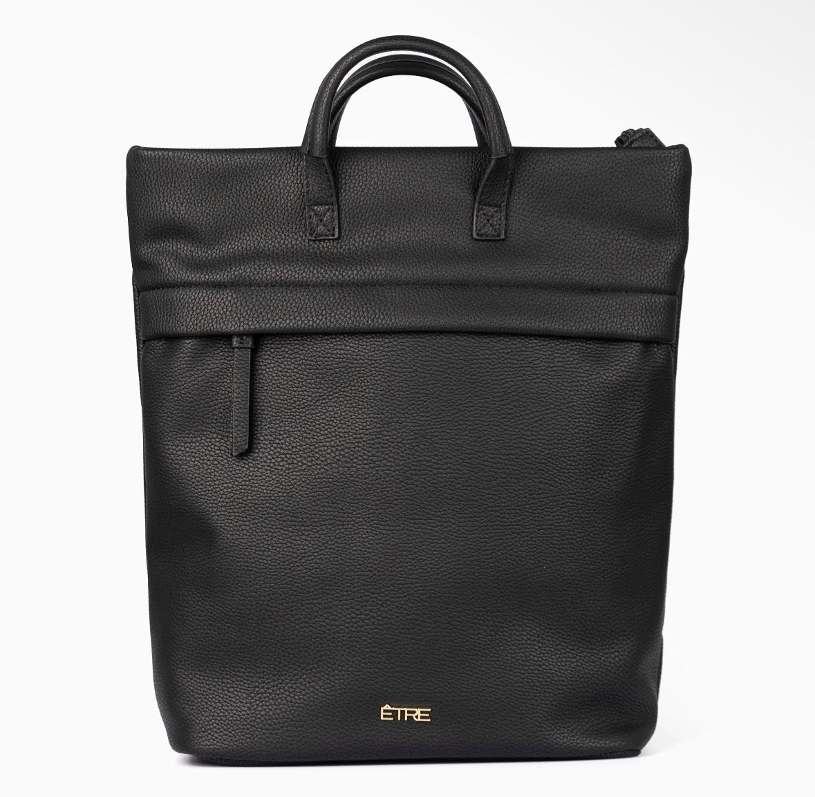 Top Handle Backpack - Black, Pebbled Faux Leather