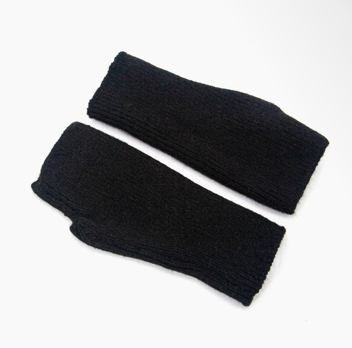 Black Fingerless Mitten Gloves