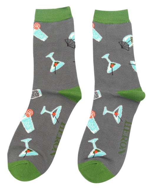 Cocktails Grey bamboo socks