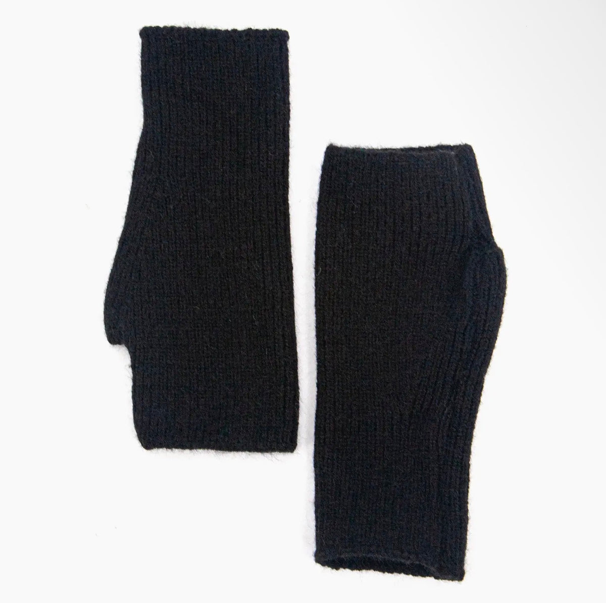 Black Fingerless Mitten Gloves