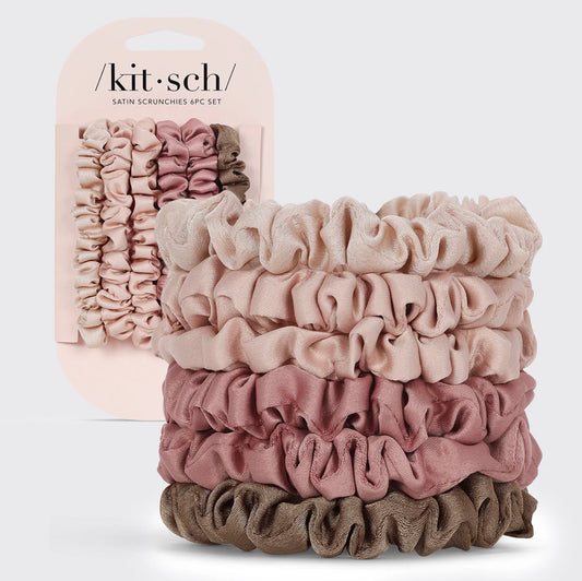 Ultra Petite Satin Scrunchies 6pc Set - Terracotta