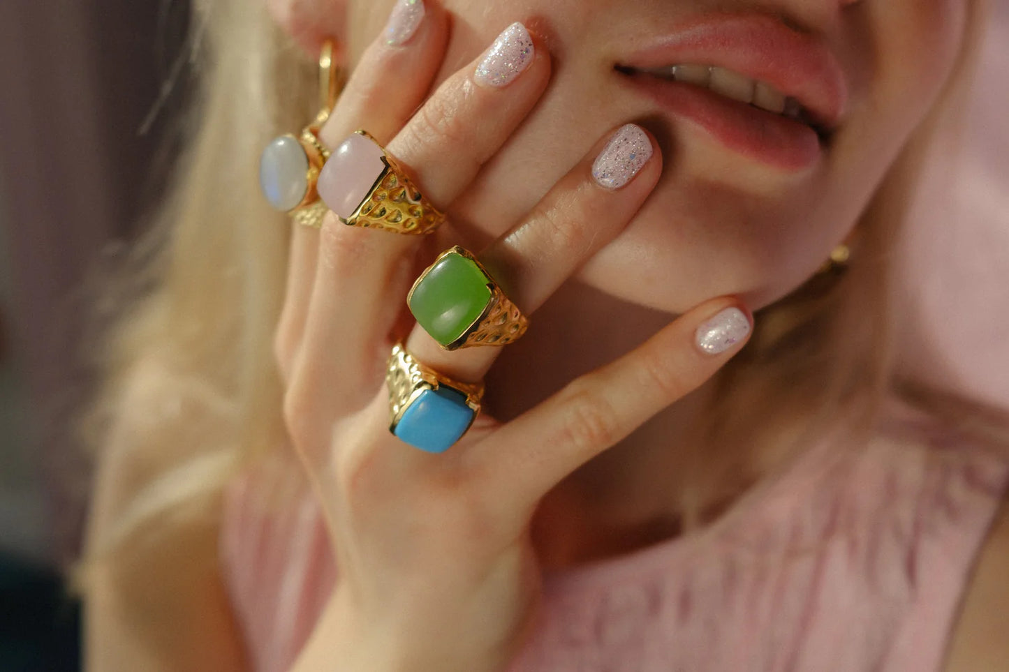 ‘Happy’ Gemstone 18k Gold Ring - YAAYAA London