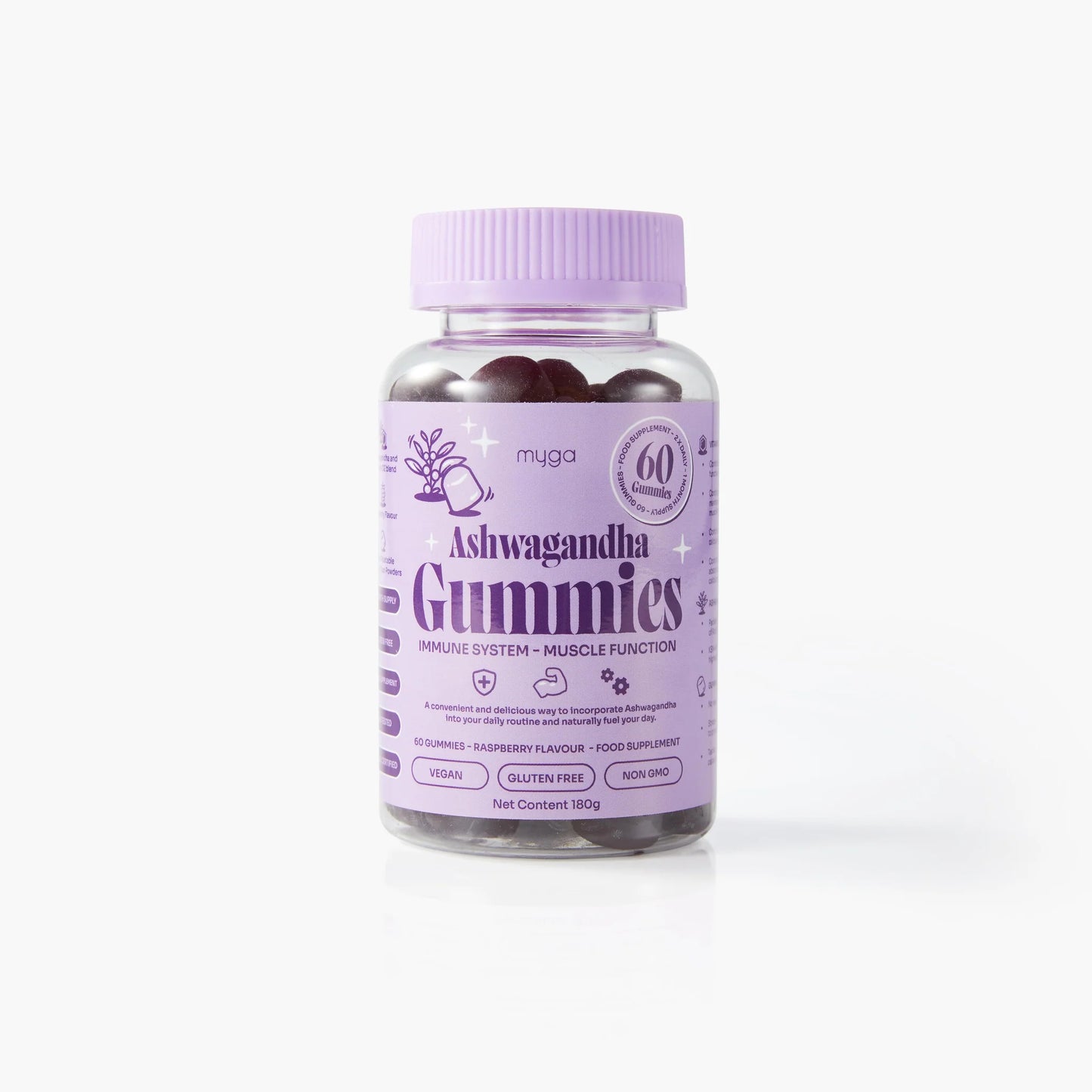 Ashwagandha Gummies - Raspberry Immune System & Muscle Function