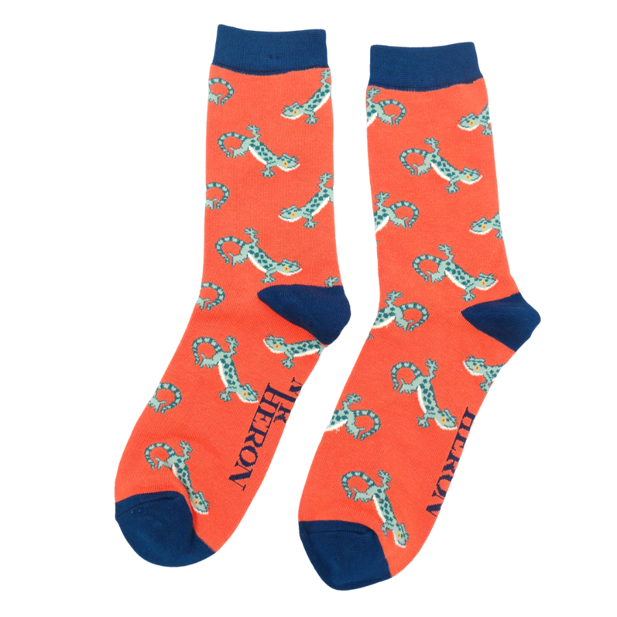 Lizards Orange Bamboo Socks