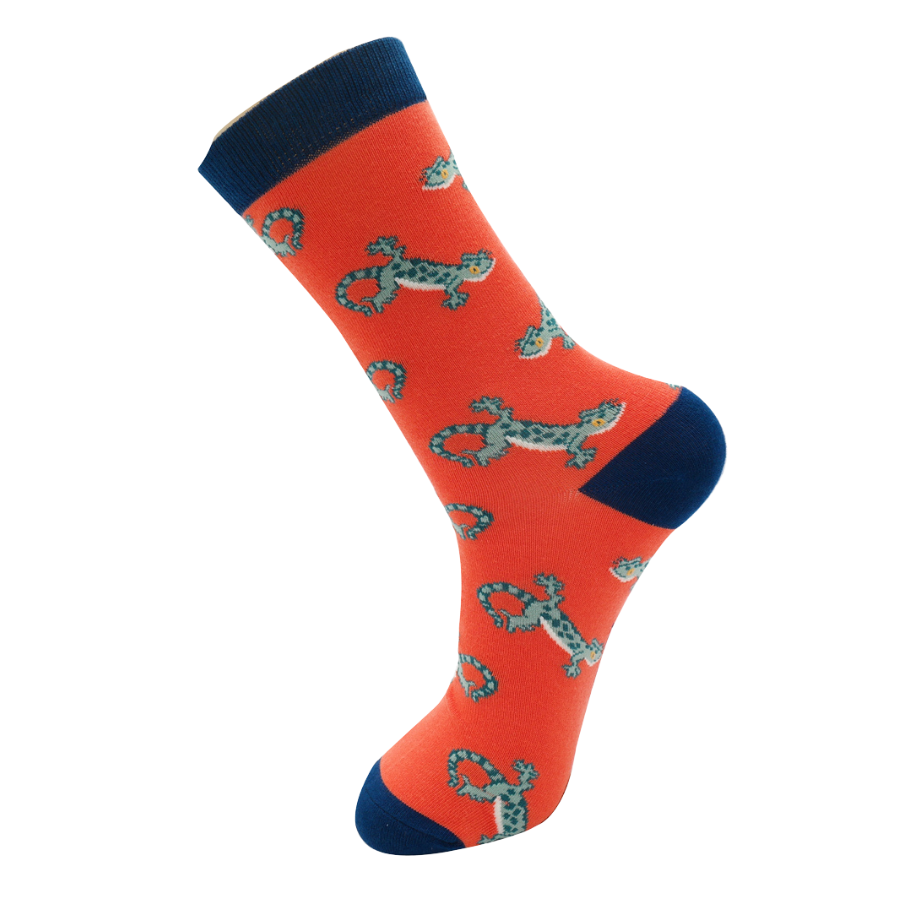 Lizards Orange Bamboo Socks
