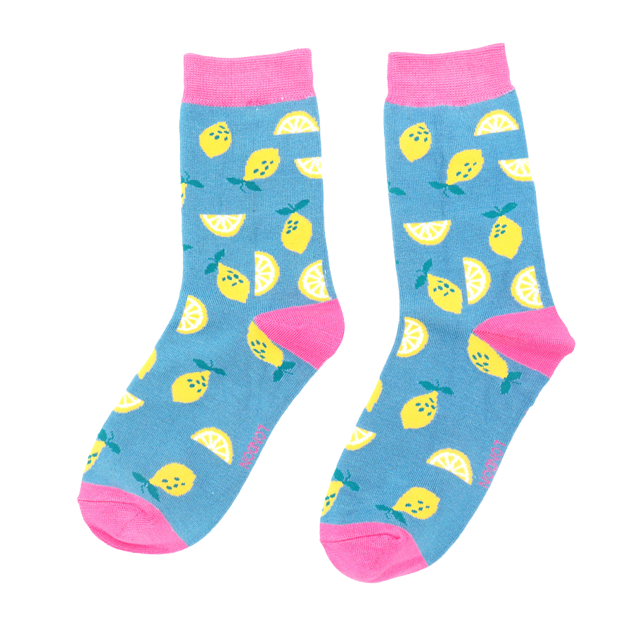 Lemon in Denim Bamboo Socks