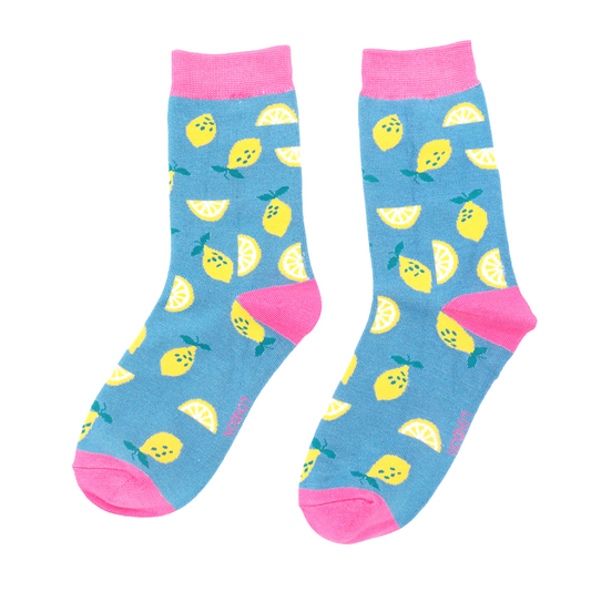 Lemon in Denim Bamboo Socks