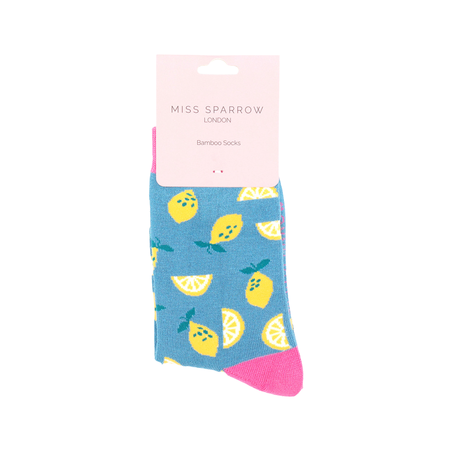 Lemon in Denim Bamboo Socks