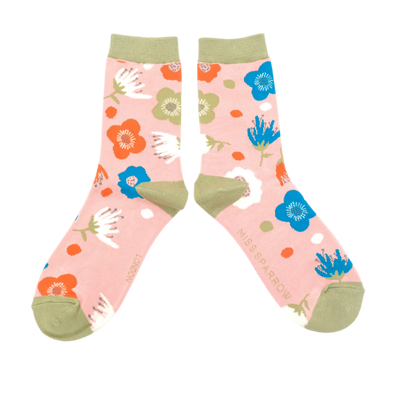 Modern Floral Dusky Pink Socks