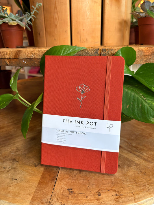 Flower on Burnt Orange Lined Journal - The Ink Pot
