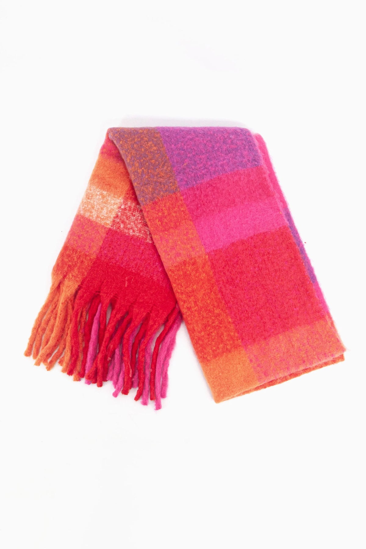 Allie Heavyweight Scarf - Fuchsia, Square Colour Block