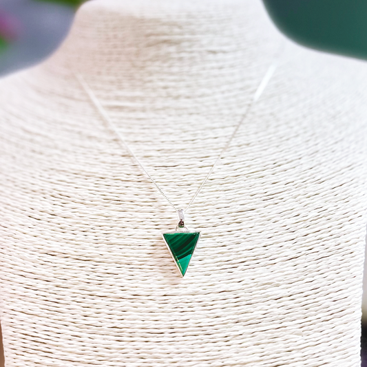 Malachite Triangle Pendant Necklace