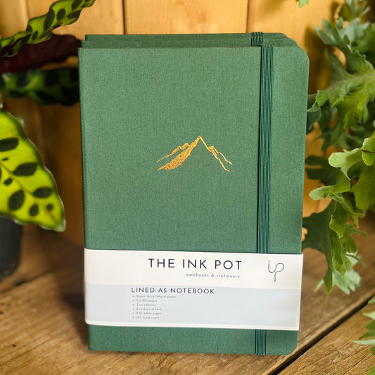 Mountain on Green Lined Journal - The Ink Pot