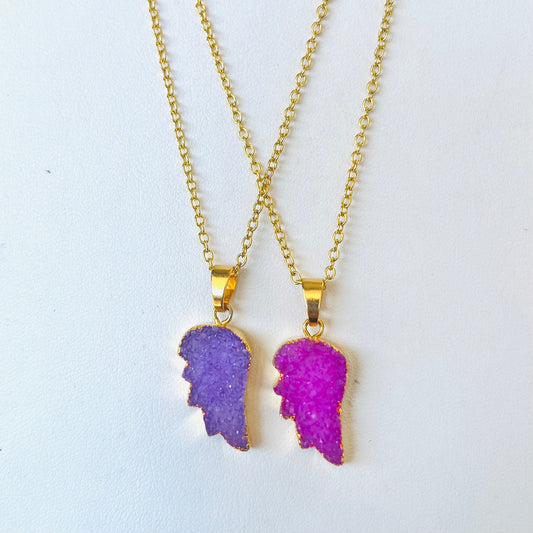 Angel Wing Agate Crystal Necklace - YAAYAA London