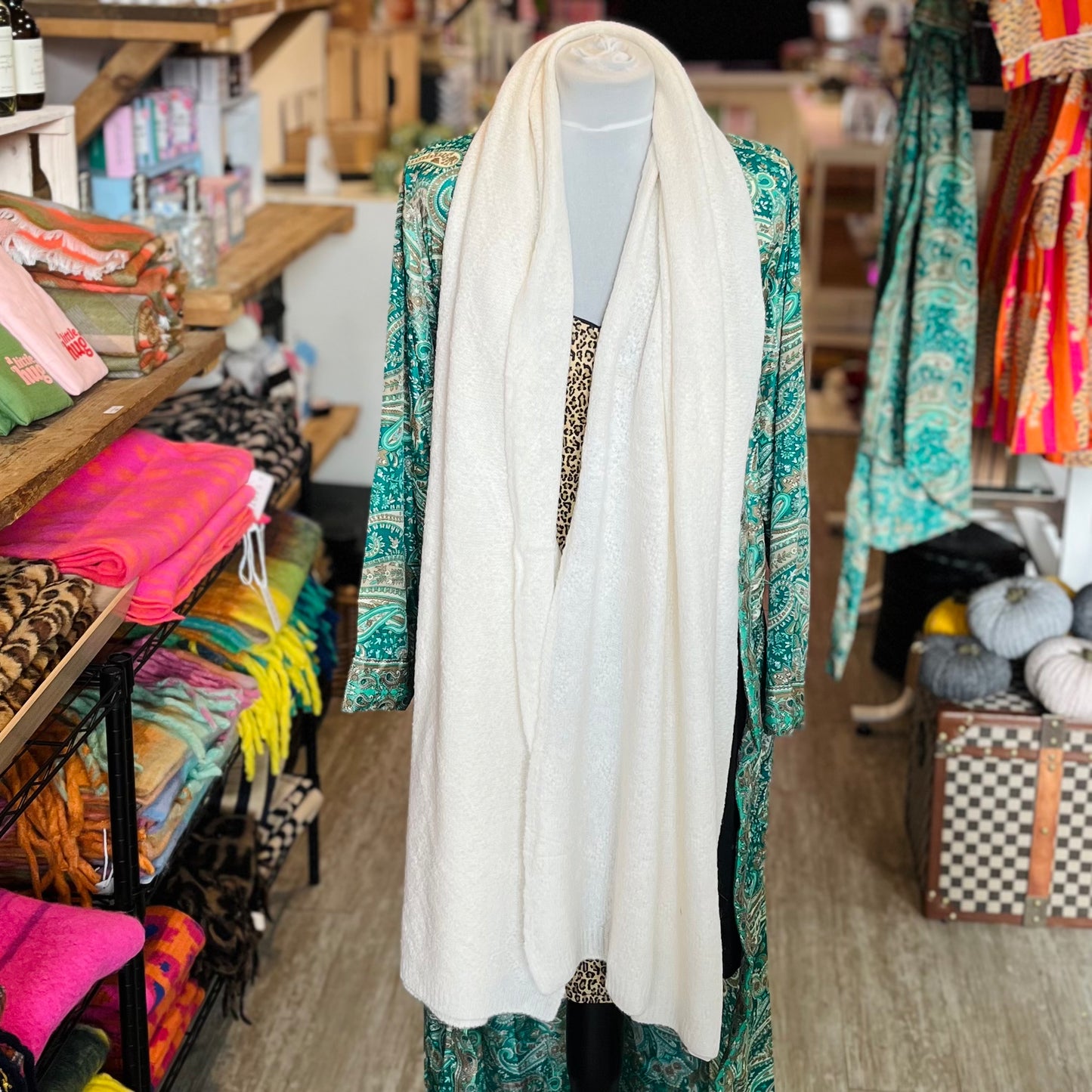 Cream Wool Blend Heavyweight Scarf