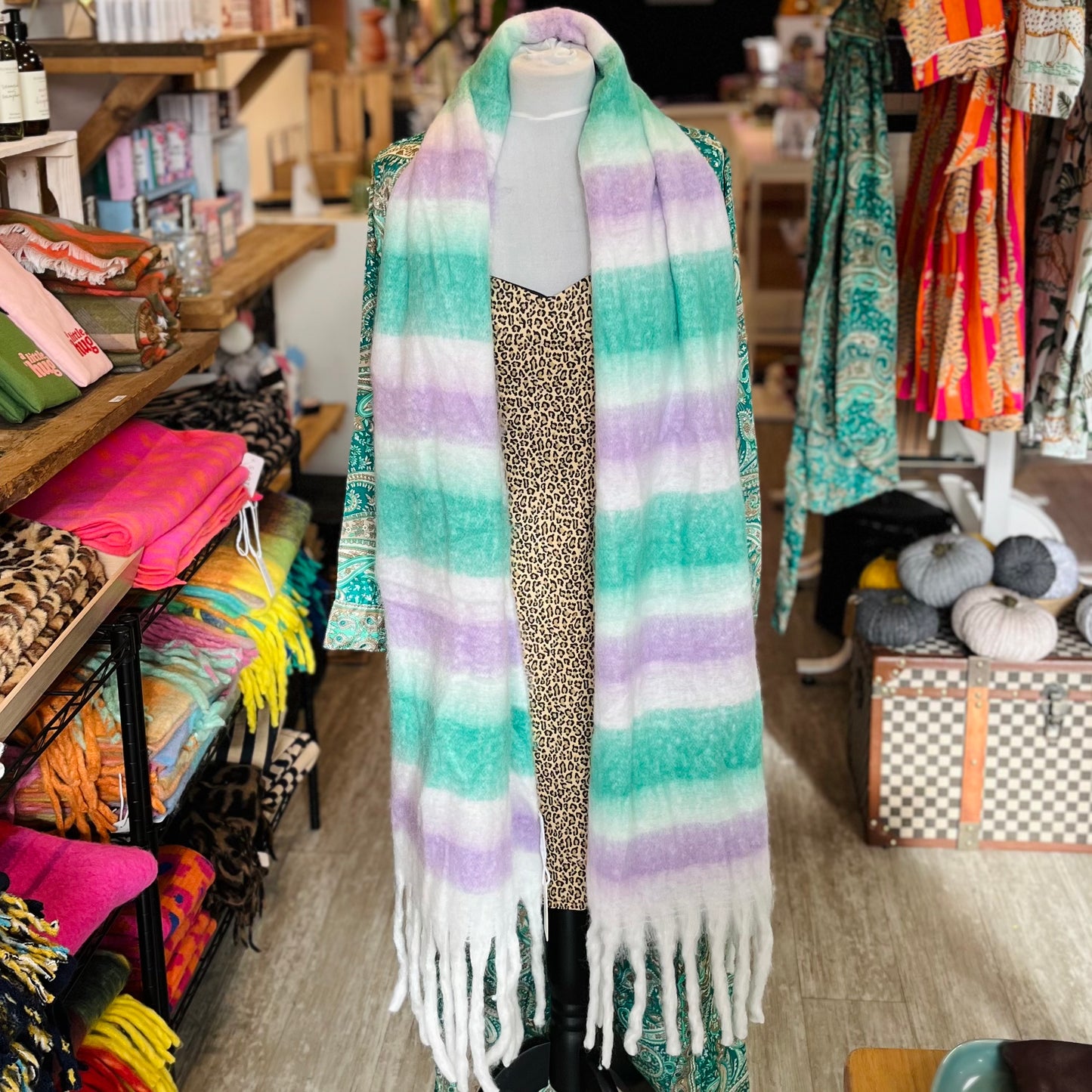Green Stripe Heavyweight Scarf