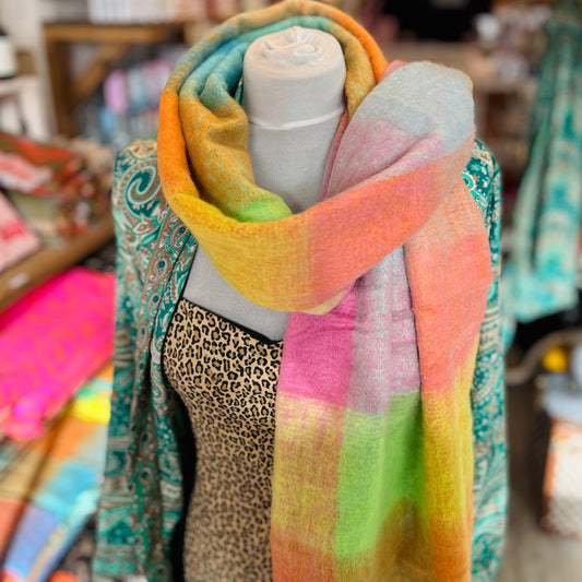 Pastel Colour Block Heavyweight Scarf