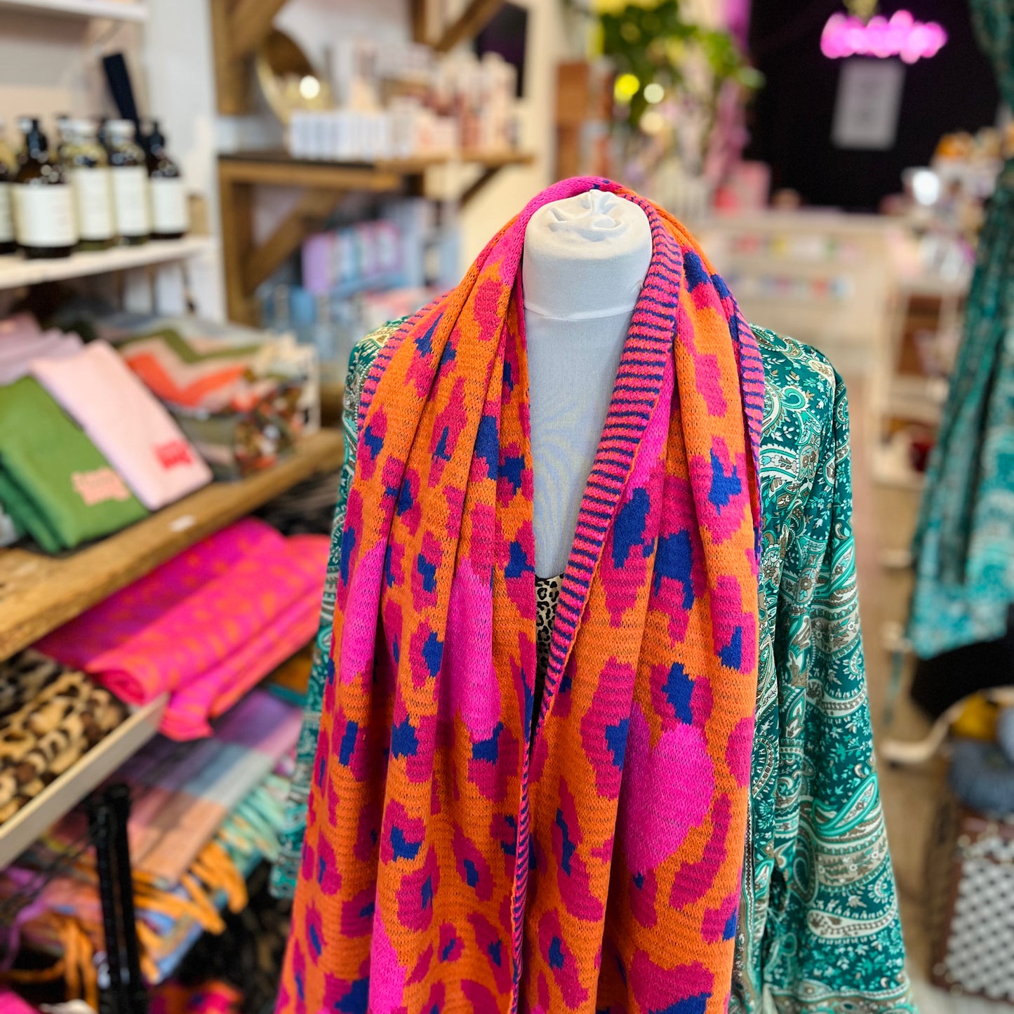 Hot Pink Leopard & Hearts Heavyweight Scarf