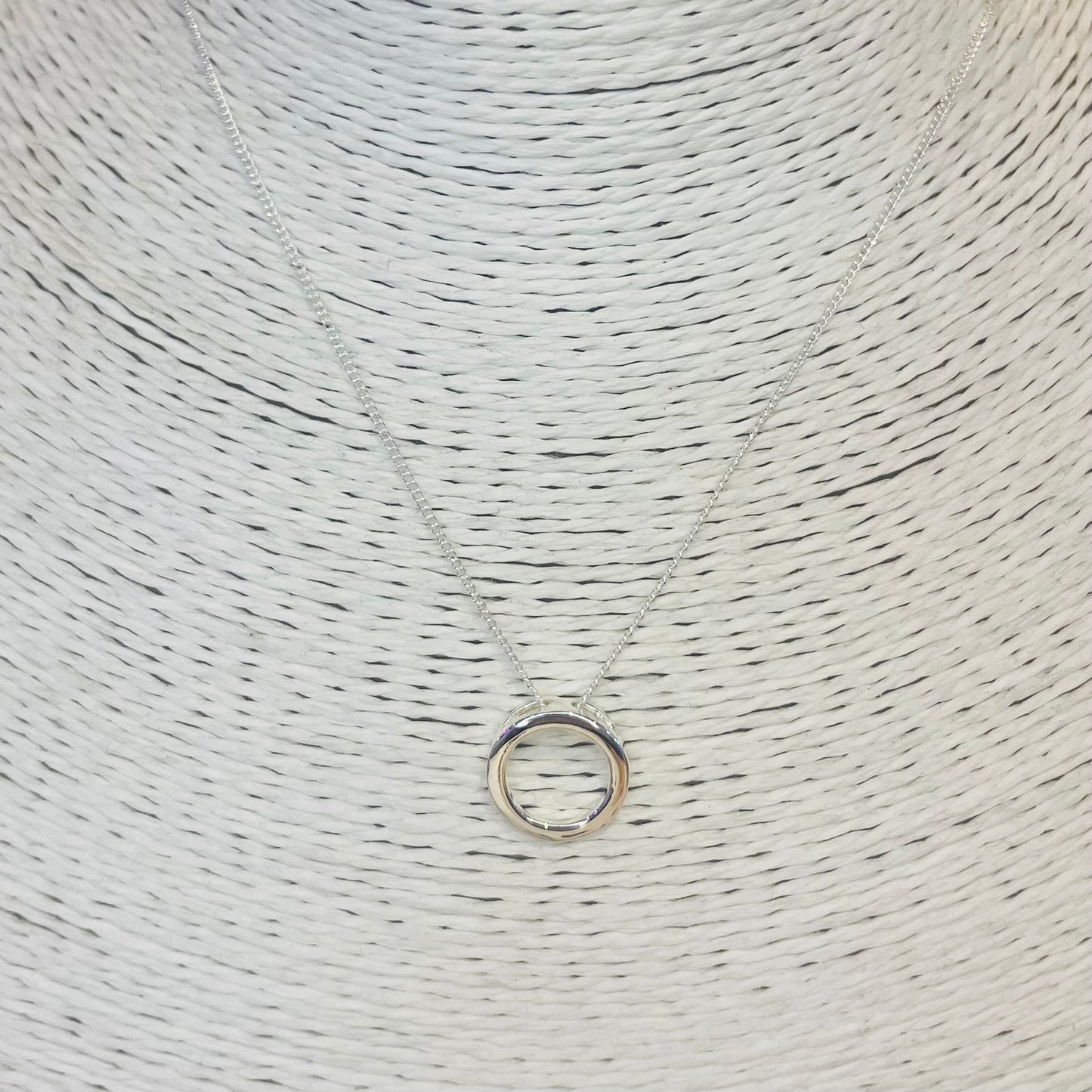 Silver Circle Outline Pendant Sterling Silver Necklace