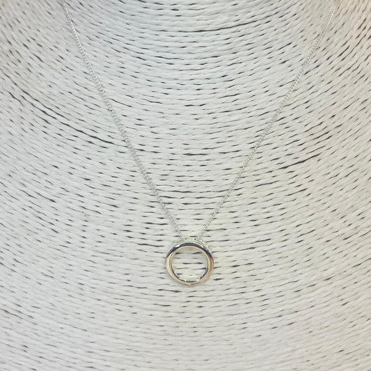 Silver Circle Outline Pendant Sterling Silver Necklace