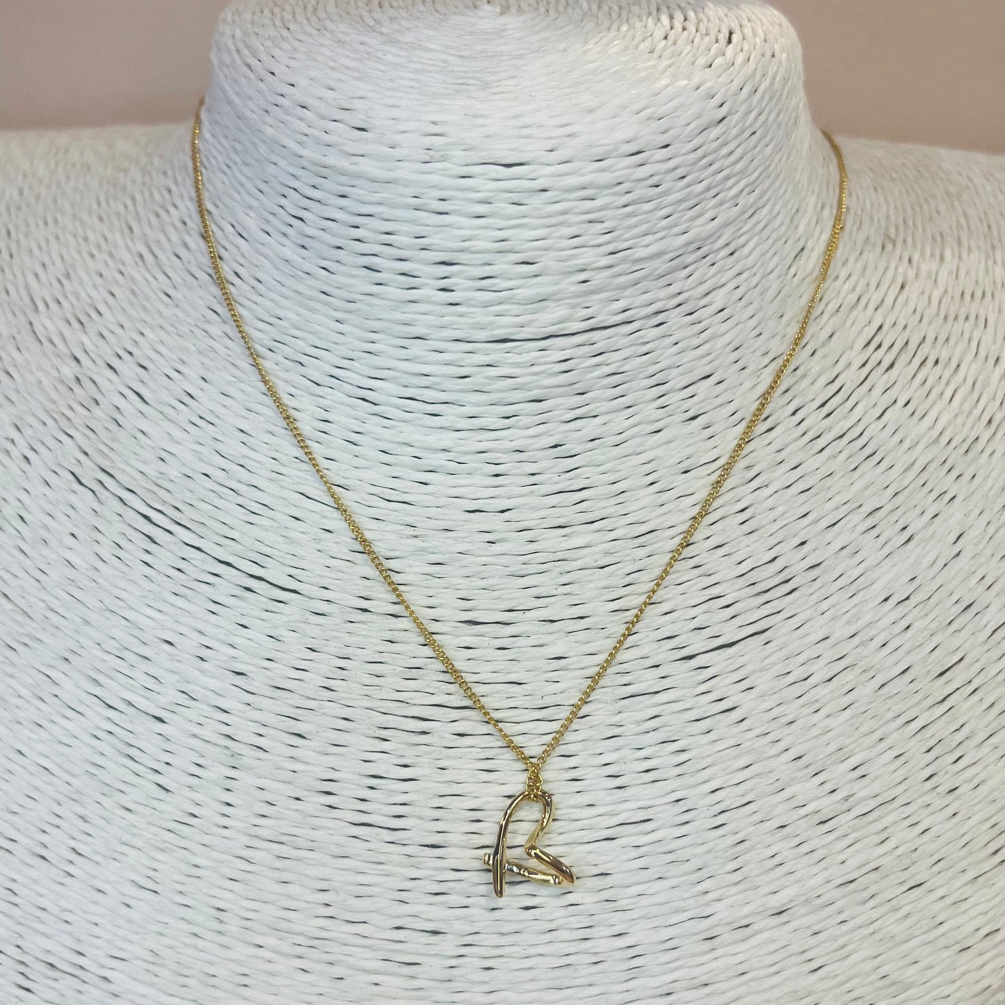 Gold Heart Outline Necklace