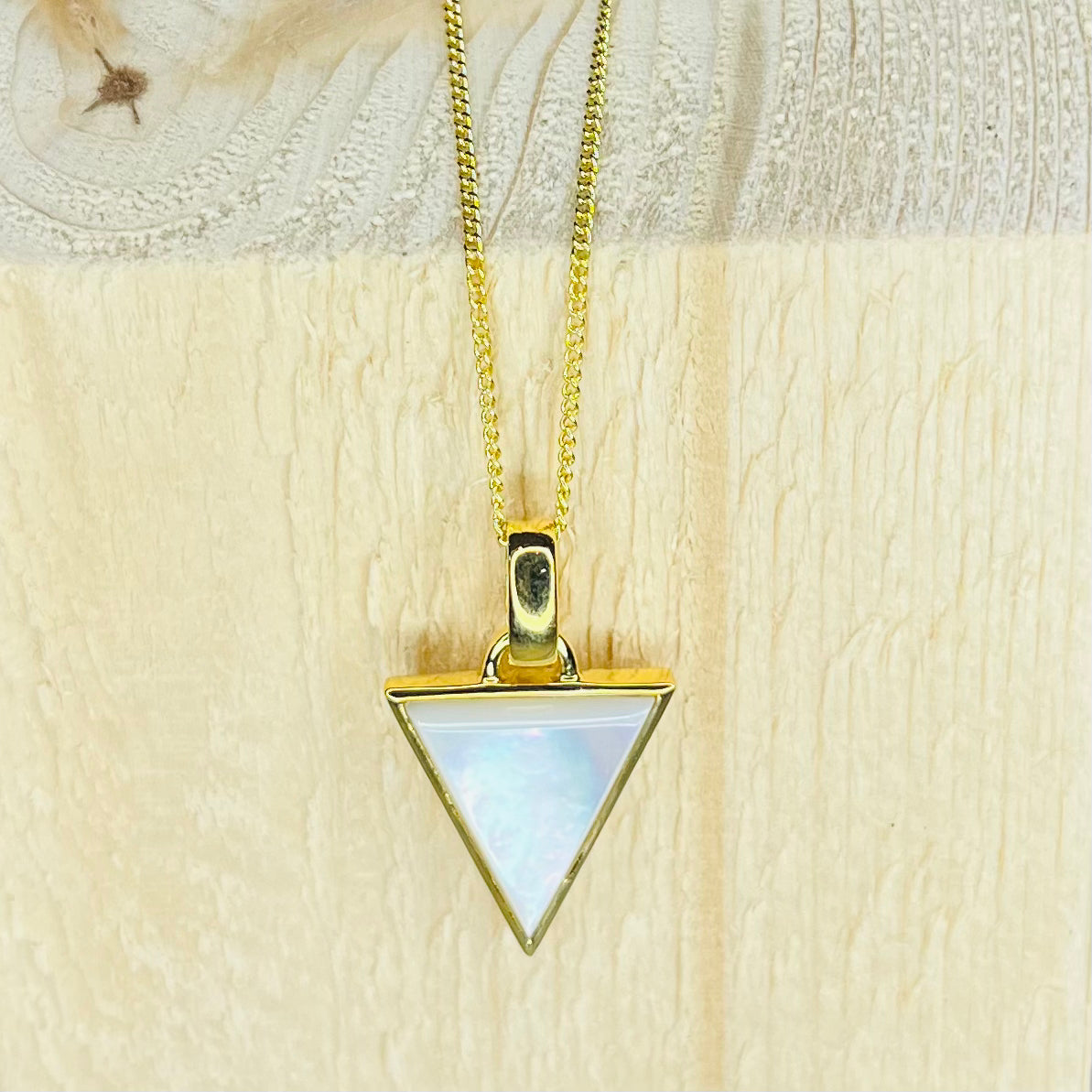 Mother of Pearl Triangle Gold Necklace