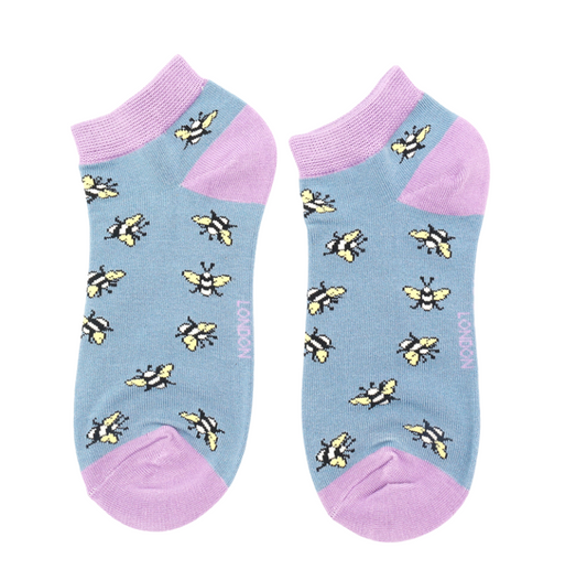 Bumble Bee Denim Scattered Bamboo Trainer Socks