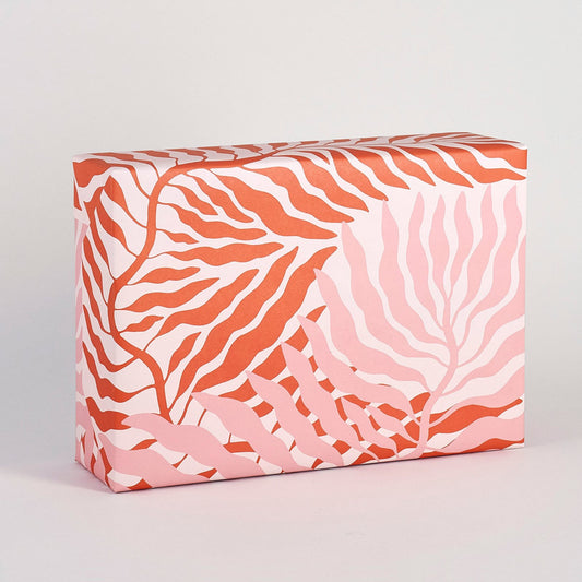 Pink & Red Leaves wrapping paper