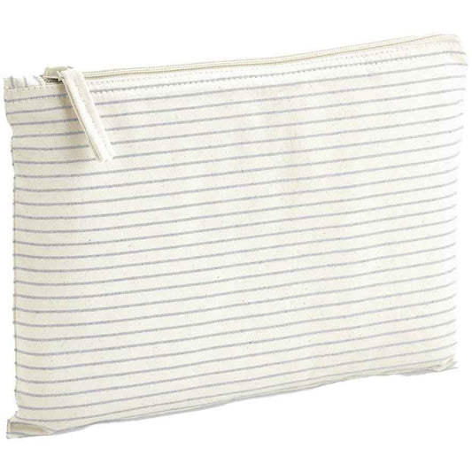Westford Mill - Striped Organic Cotton Accessory Pouch: Grey Stripe / S