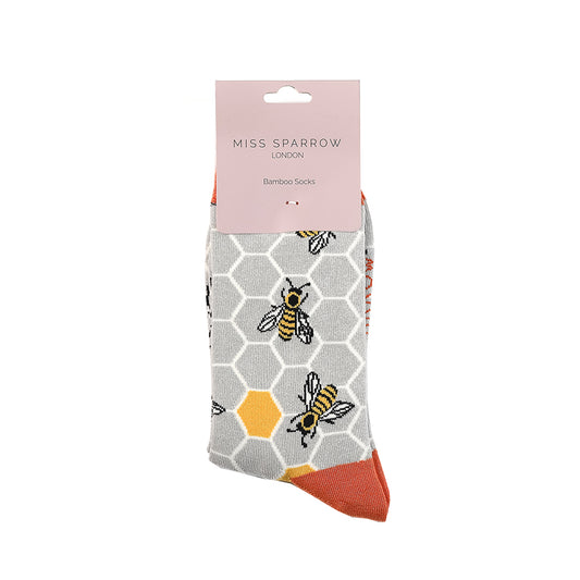 Bee hive silver bamboo Socks