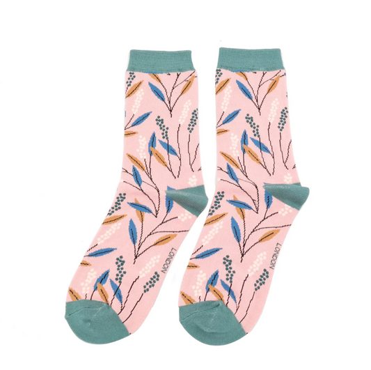 Berry Branches Dusky Pink Bamboo Socks
