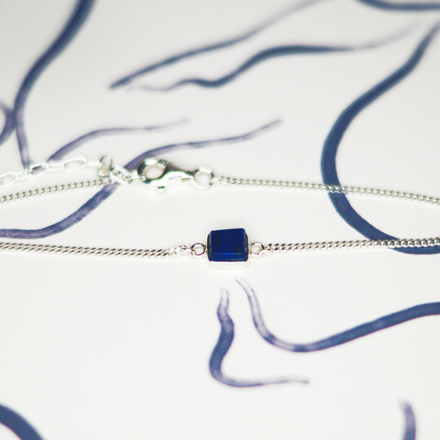 Blue Semi-Precious Pendant Silver Bracelet