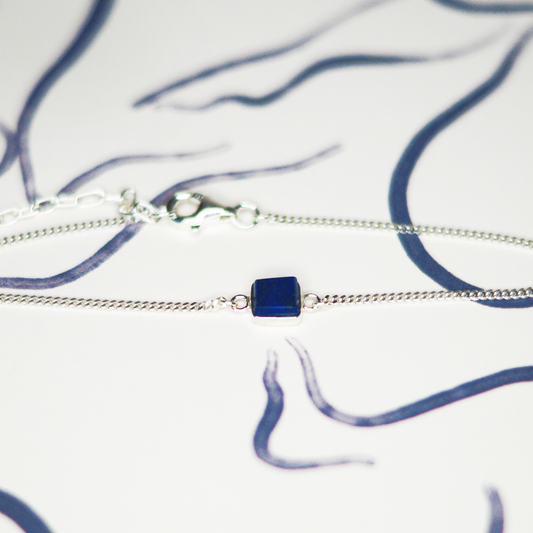 Blue Semi-Precious Pendant Silver Bracelet