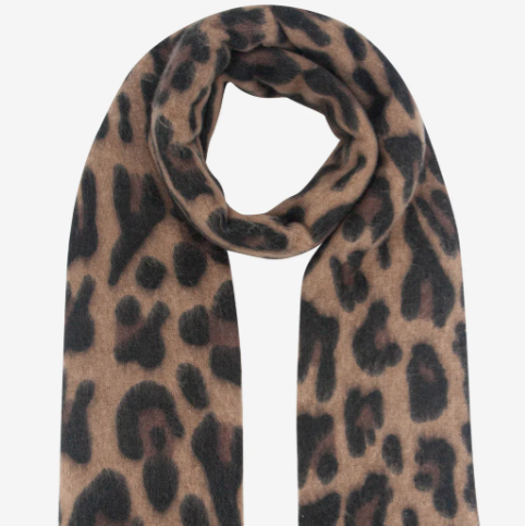 Leopard print scarf on a white background