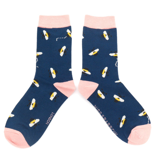 Buzzy bees navy bamboo Socks
